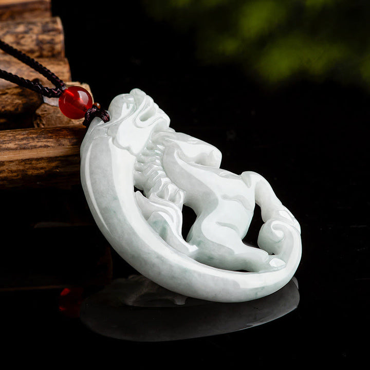 Collana con ciondolo in corda di giada e pietre Buddha Stones dell'anno del cavallo del drago - image 3