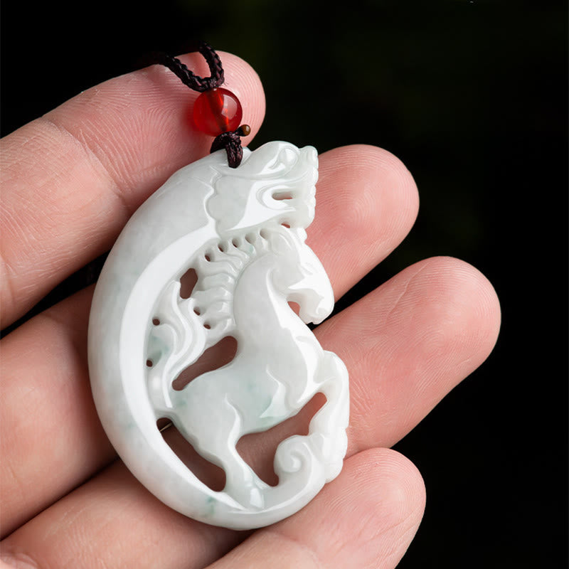 Collana con ciondolo in corda di giada e pietre Buddha Stones dell'anno del cavallo del drago - image 4