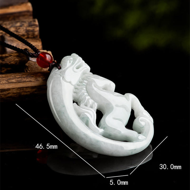 Collana con ciondolo in corda di giada e pietre Buddha Stones dell'anno del cavallo del drago - image 5