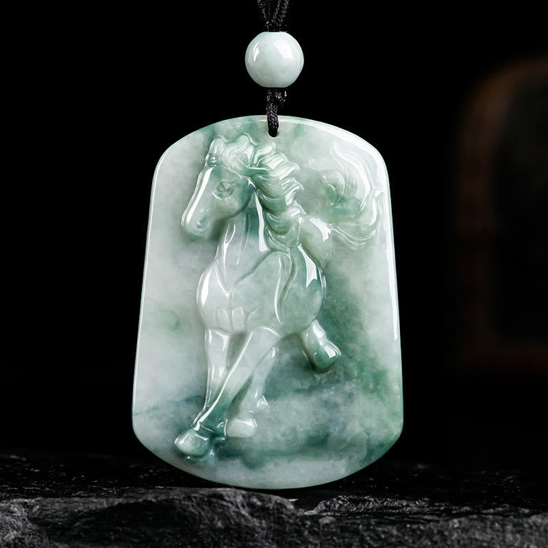 Collana con ciondolo in corda con abbondanza di giada dell'anno del cavallo Buddha Stones - Cavallo - image 0