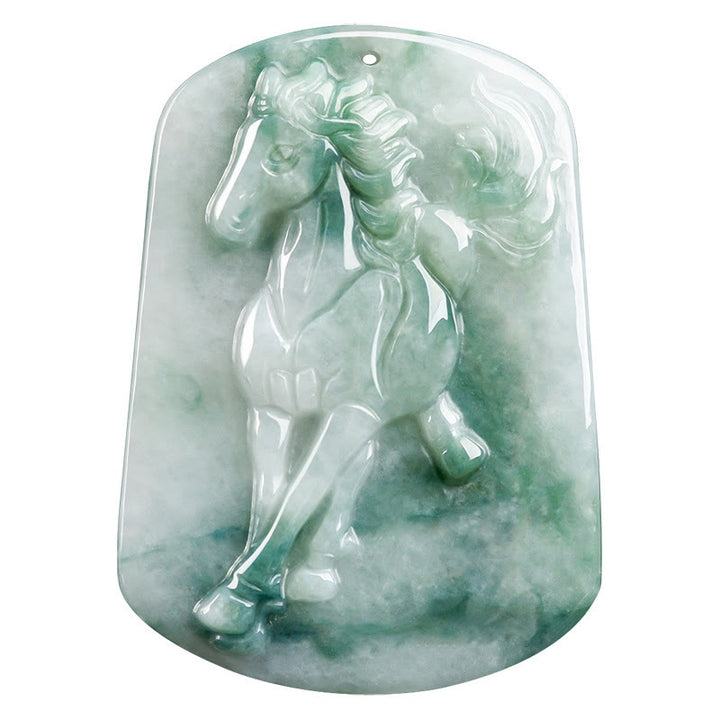 Collana con ciondolo in corda con abbondanza di giada dell'anno del cavallo Buddha Stones - image 10