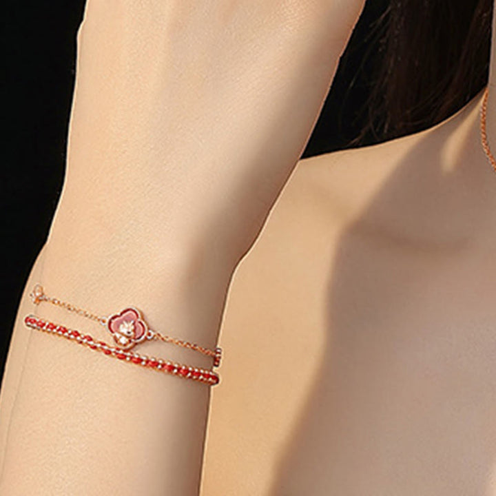 Bracciale Buddha Stones in argento sterling 925 con agata rossa e giada Hetian, simbolo della fiducia nell'anno del cavallo - image 4