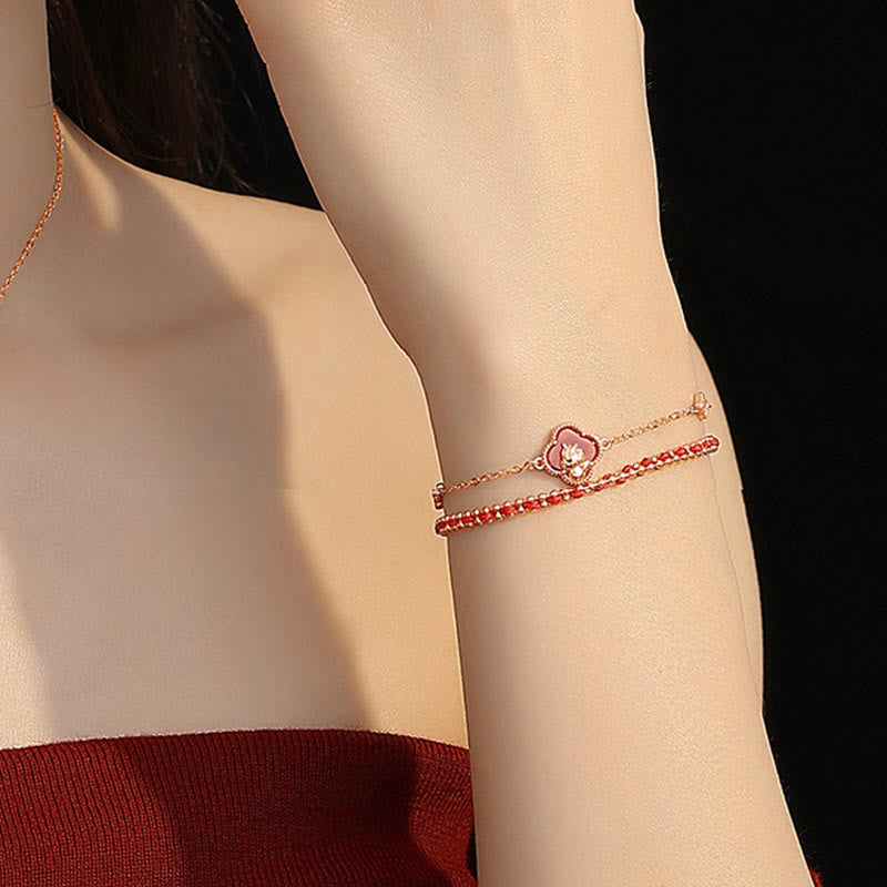 Bracciale Buddha Stones in argento sterling 925 con agata rossa e giada Hetian, simbolo della fiducia nell'anno del cavallo - image 5