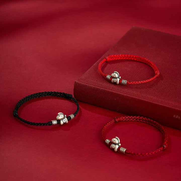 Braccialetto di protezione intrecciato in argento sterling 999 Buddha Stones, Anno del Cavallo - image 17