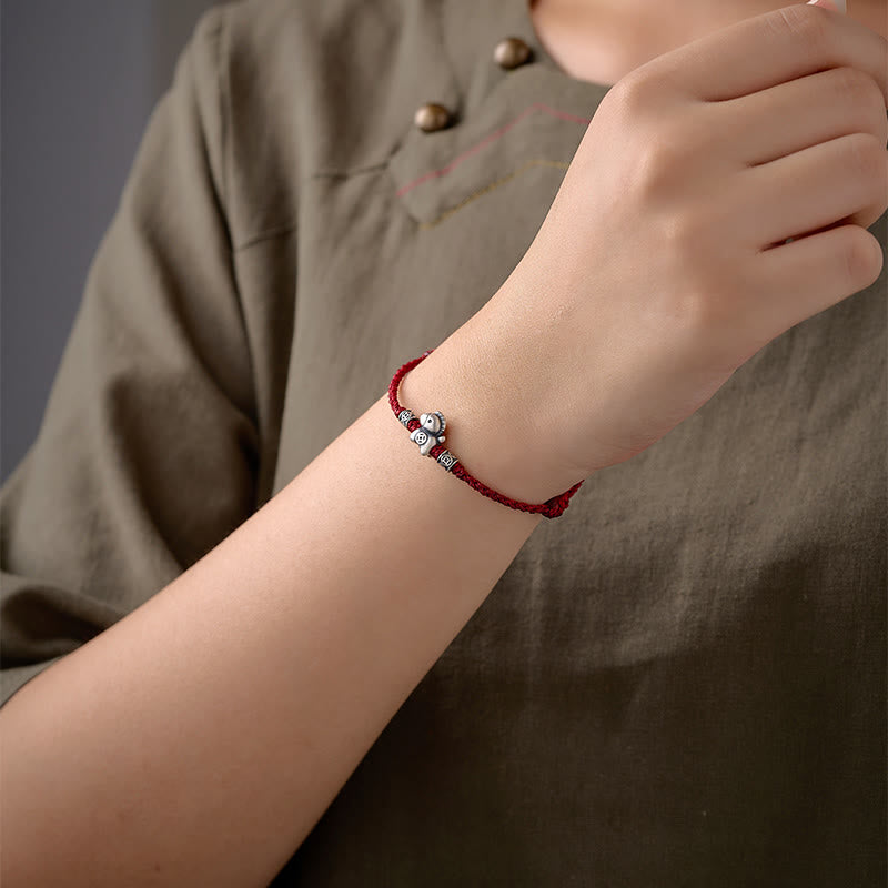 Braccialetto di protezione intrecciato in argento sterling 999 Buddha Stones, Anno del Cavallo - image 12