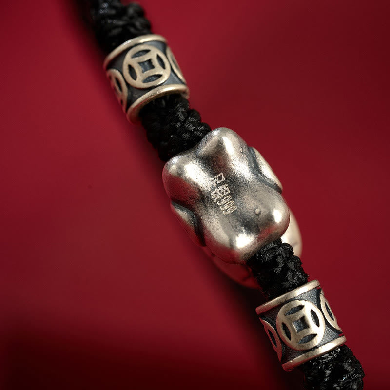 Braccialetto di protezione intrecciato in argento sterling 999 Buddha Stones, Anno del Cavallo - image 16