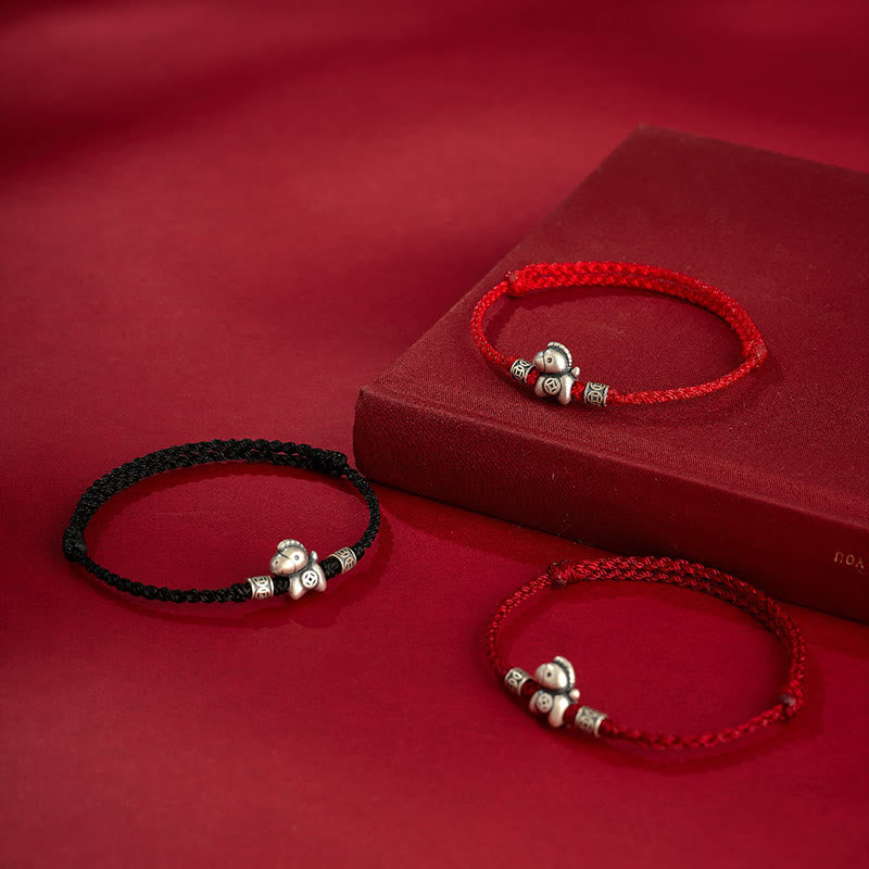 Braccialetto di protezione intrecciato in argento sterling 999 Buddha Stones, Anno del Cavallo - image 17