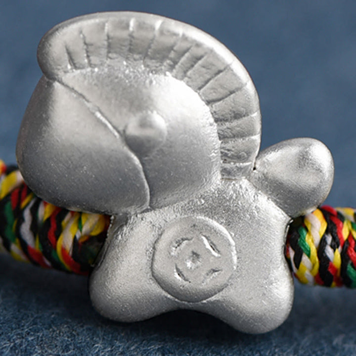 Braccialetto alla cavigliera intrecciato con cordino portafortuna in argento sterling 999, motivo Buddha Stones Year of the Horse - image 15