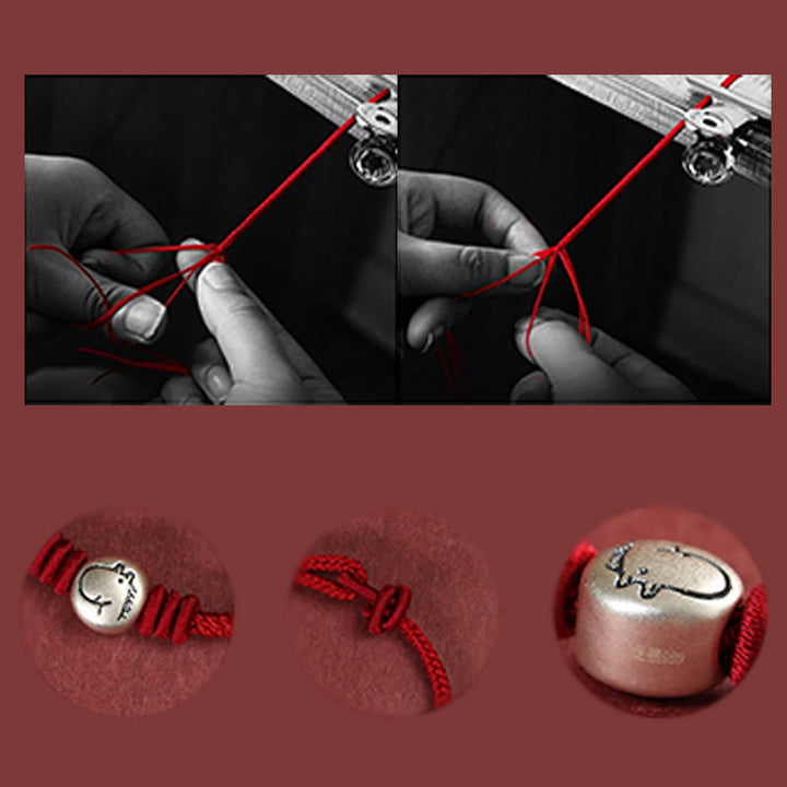 Bracciale intrecciato in corda rossa in argento sterling 999 Buddha Stones, Anno del Cavallo - image 14