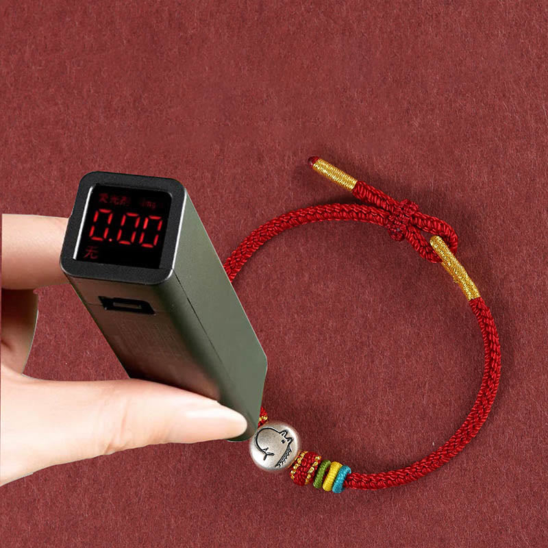 Bracciale della fede intrecciato con corda rossa in argento sterling 999 "Buddha Stones Year of the Horse" - image 4