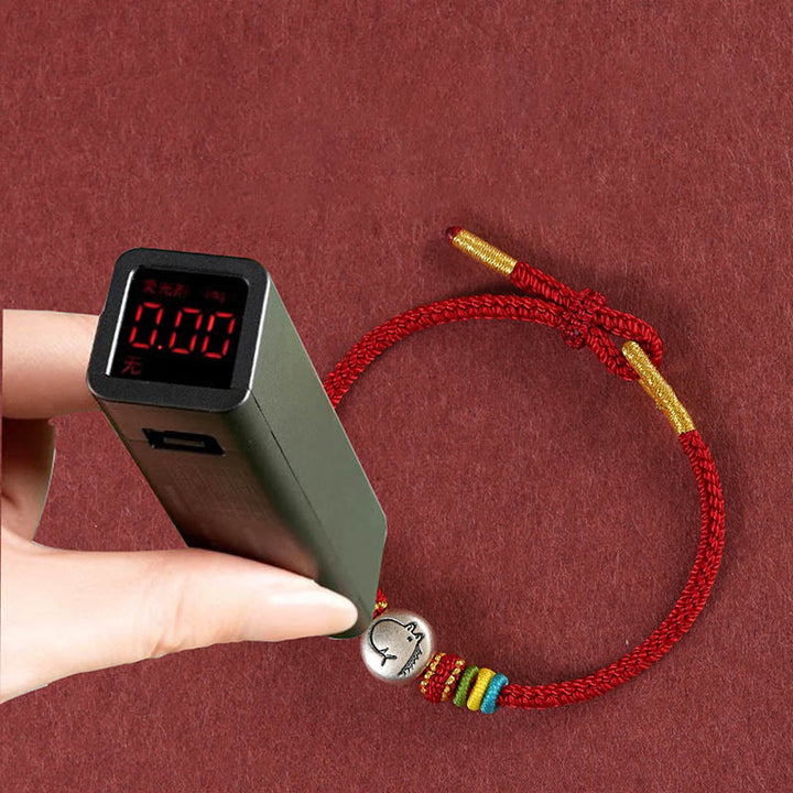 Bracciale della fede intrecciato con corda rossa in argento sterling 999 "Buddha Stones Year of the Horse" - image 4