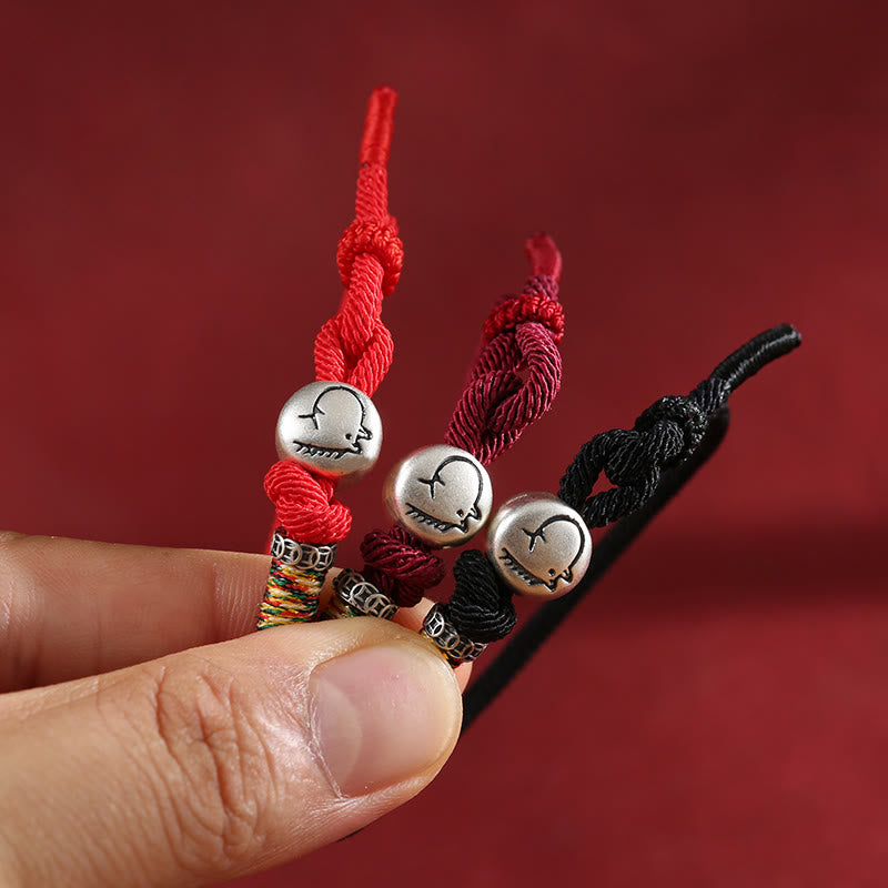 Braccialetto di protezione intrecciato in corda con monete di rame e argento sterling 999, Buddha Stones, anno del cavallo - image 1