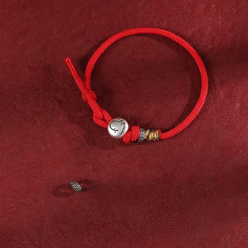 Braccialetto di protezione intrecciato in corda con monete di rame e argento sterling 999, Buddha Stones, anno del cavallo - image 3