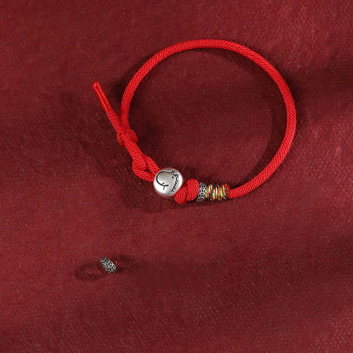 Braccialetto di protezione intrecciato in corda con monete di rame e argento sterling 999, Buddha Stones, anno del cavallo - image 3