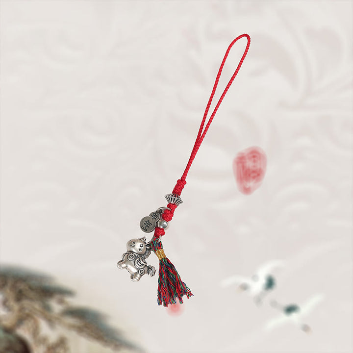 Buddha Stones Anno del Cavallo Argento Sterling 999 Monete di Rame Portafortuna Decorazione da Appendere al Telefono - image 4