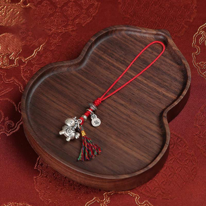 Buddha Stones Anno del Cavallo Argento Sterling 999 Monete di Rame Portafortuna Decorazione da Appendere al Telefono - image 2