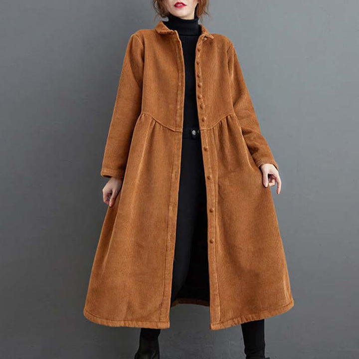 Cappotto da donna in velluto a coste di cotone con fodera in pile, maniche lunghe, bottoni semplici, Buddha Stones, con tasche - Perù - US8-10, UK/AU12-14, EU40-42 (2XL) - image 16