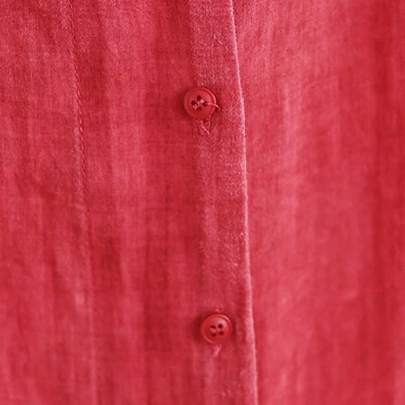 Camicia da donna in cotone a maniche lunghe con bottoni dal design irregolare Buddha Stones - image 7