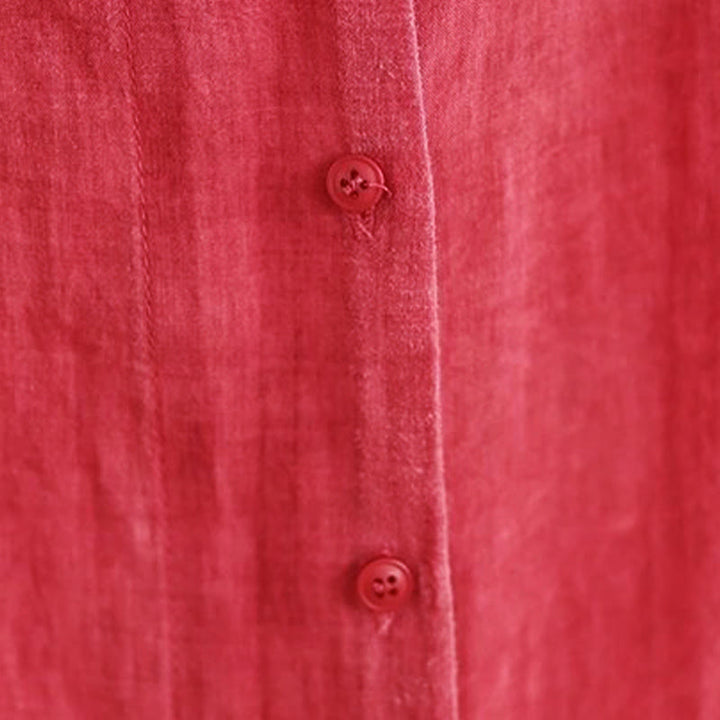 Camicia da donna in cotone a maniche lunghe con bottoni dal design irregolare Buddha Stones - image 7