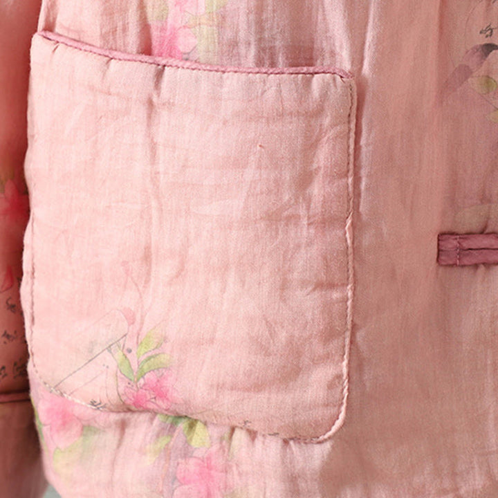 Giacca imbottita in cotone a maniche lunghe con tasche e stampa Buddha Stones da donna - image 8