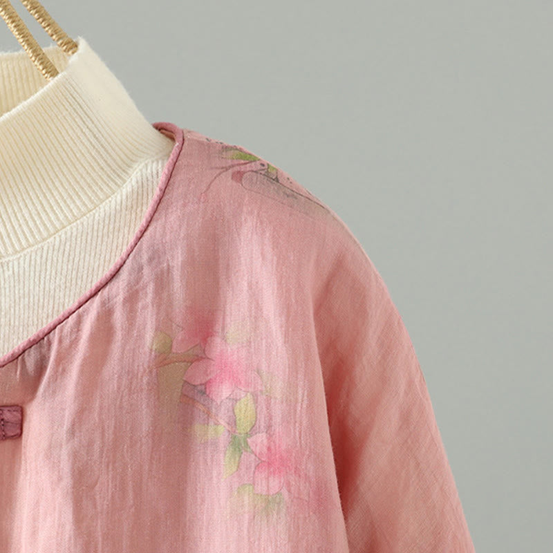 Giacca imbottita in cotone a maniche lunghe con tasche e stampa Buddha Stones da donna - image 5