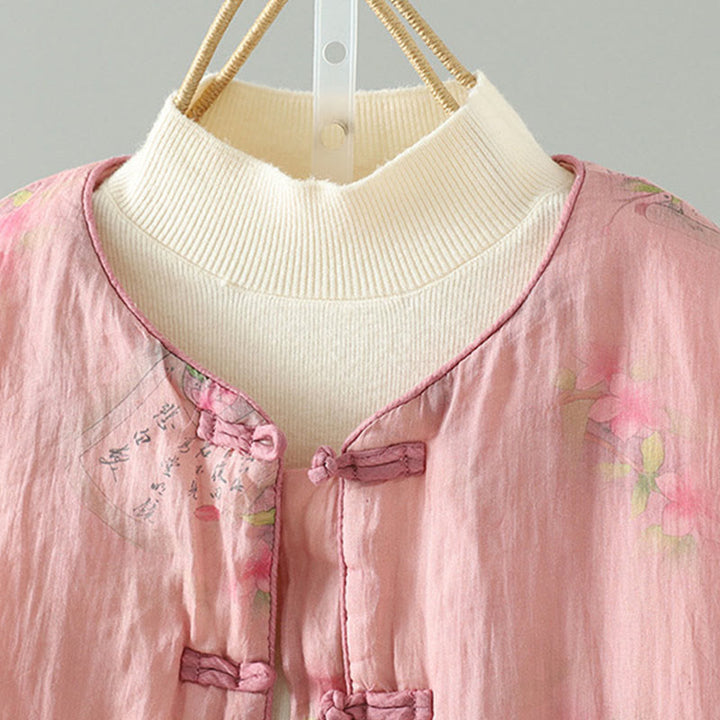 Giacca imbottita in cotone a maniche lunghe con tasche e stampa Buddha Stones da donna - image 2