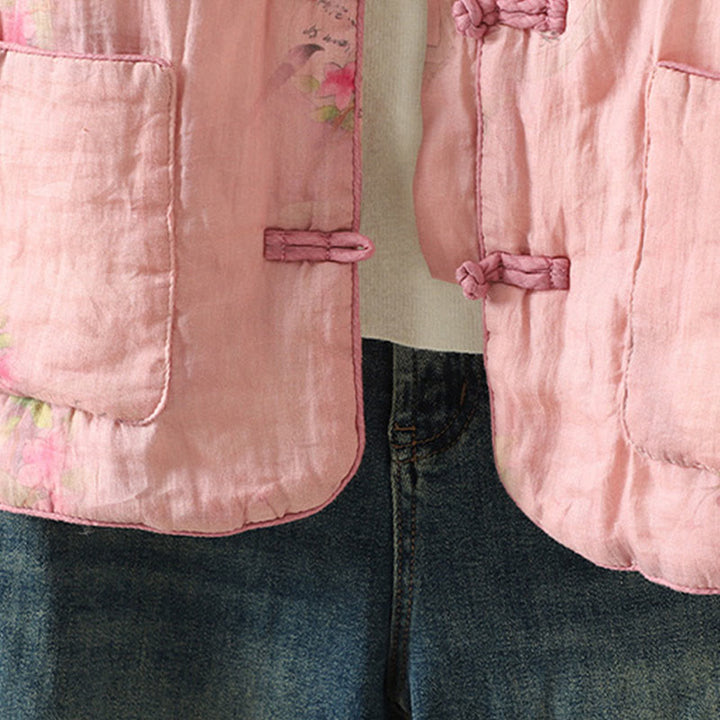 Giacca imbottita in cotone a maniche lunghe con tasche e stampa Buddha Stones da donna - image 12