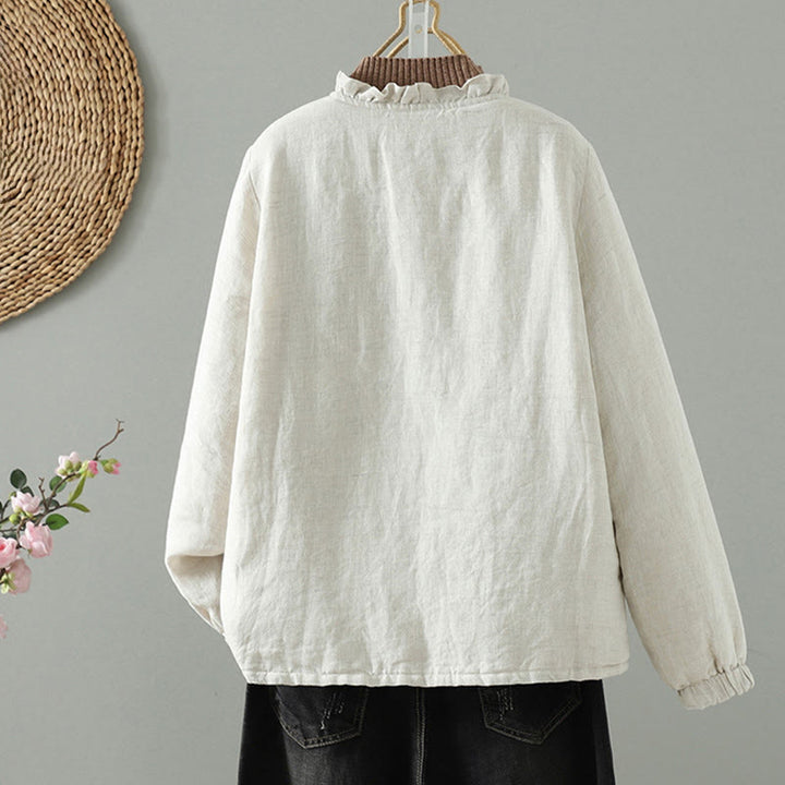 Giacca casual da donna in cotone a maniche lunghe con bottoni e tasche, Buddha Stones - image 1