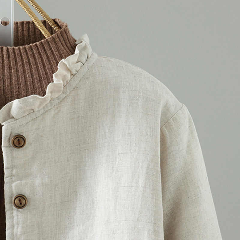 Giacca casual da donna in cotone a maniche lunghe con bottoni e tasche, Buddha Stones - image 7