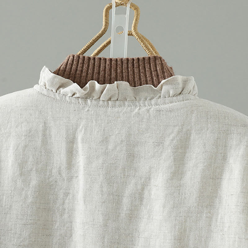 Giacca casual da donna in cotone a maniche lunghe con bottoni e tasche, Buddha Stones - image 3