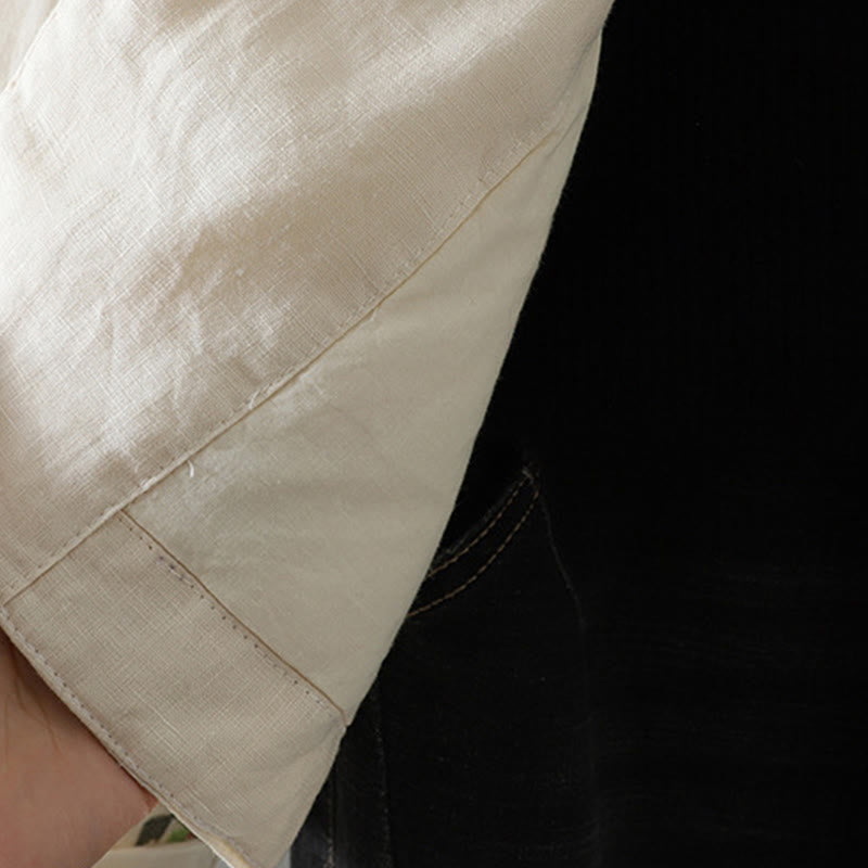 Giacca imbottita in cotone a maniche lunghe con ricamo floreale Buddha Stones da donna e tasche - image 6