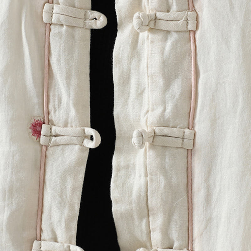 Giacca imbottita in cotone a maniche lunghe con ricamo floreale Buddha Stones da donna e tasche - image 8