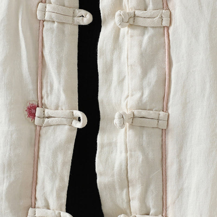 Giacca imbottita in cotone a maniche lunghe con ricamo floreale Buddha Stones da donna e tasche - image 8