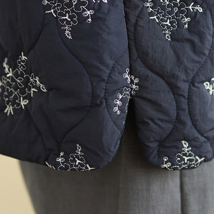 Gilet da donna in cotone senza maniche con bottoni a forma di rana ricamati con Buddha Stones e tasche - image 5