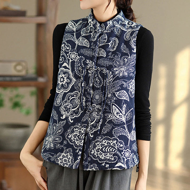 Gilet da donna in cotone senza maniche con tasche, motivo a rana Buddha Stones - image 5