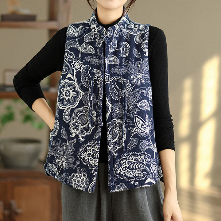 Gilet da donna in cotone senza maniche con tasche, motivo a rana Buddha Stones - image 2