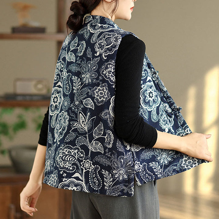 Gilet da donna in cotone senza maniche con tasche, motivo a rana Buddha Stones - image 4
