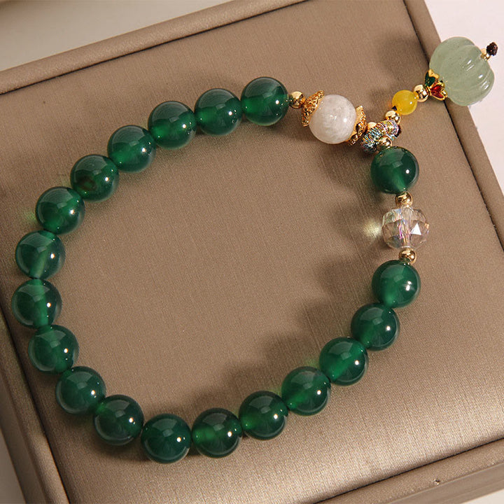 Braccialetto rilassante e calmo con perline di zucca in cristallo verde Buddha Stones - image 4