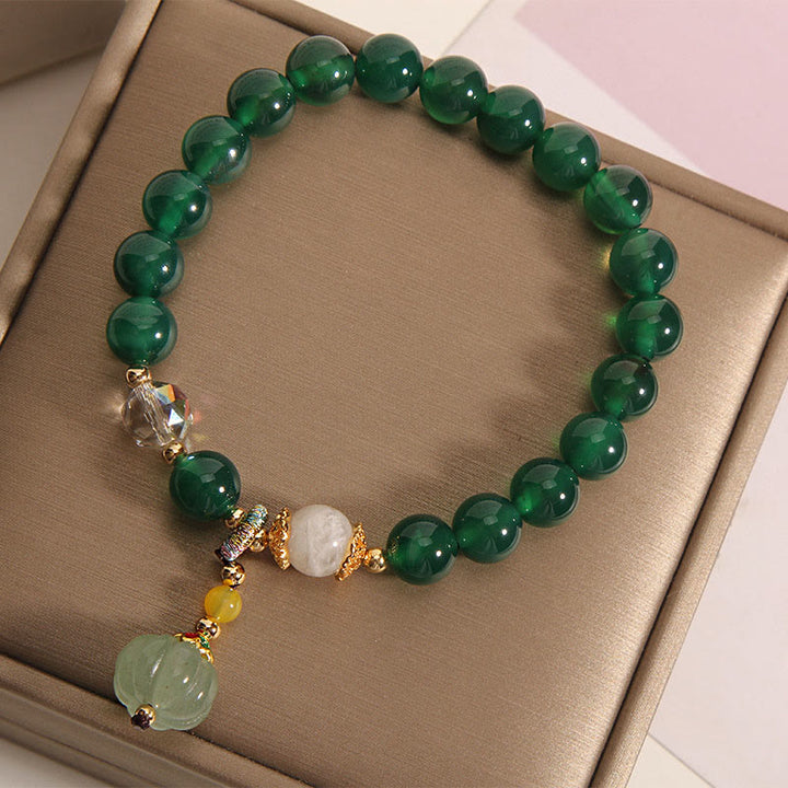 Braccialetto rilassante e calmo con perline di zucca in cristallo verde Buddha Stones - image 3