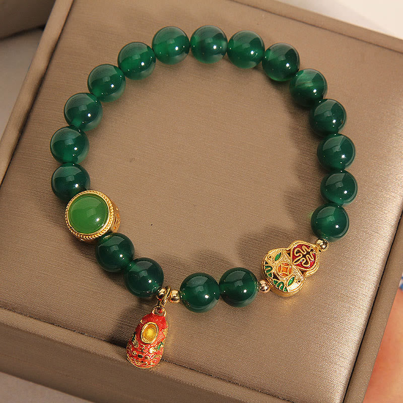 Bracciale della speranza con motivo a scarpe di tigre in agata verde naturale Buddha Stones - image 1
