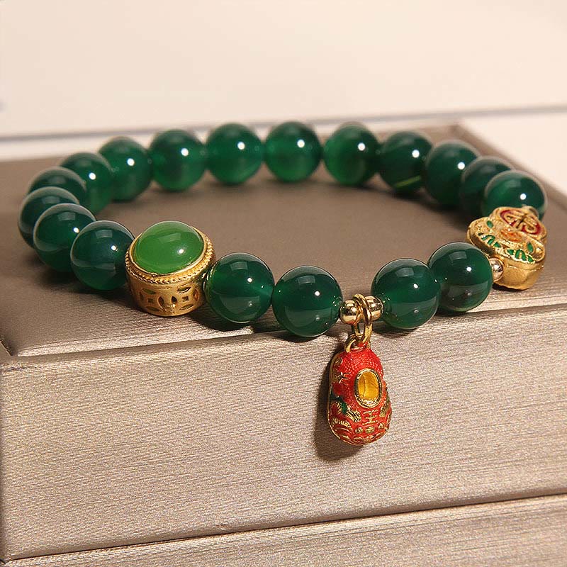 Bracciale della speranza con motivo a scarpe di tigre in agata verde naturale Buddha Stones - image 2