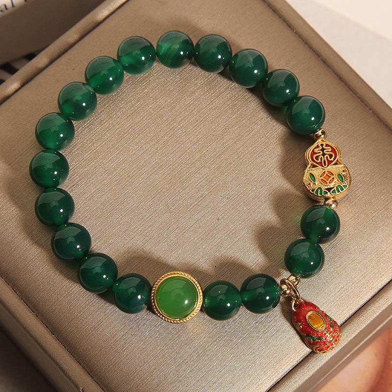 Bracciale della speranza con motivo a scarpe di tigre in agata verde naturale Buddha Stones - image 3