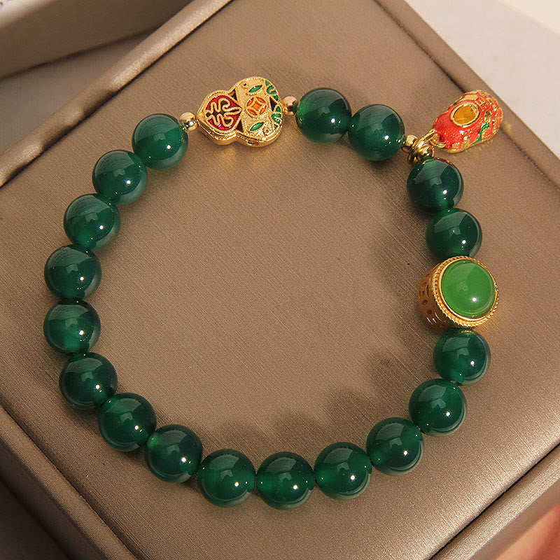 Bracciale della speranza con motivo a scarpe di tigre in agata verde naturale Buddha Stones - image 4