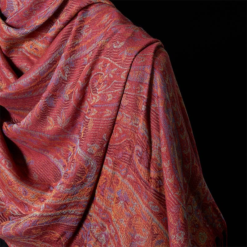 Buddha Stones, primavera, fiori di anacardi, foglie, viticci, motivo geometrico, nappa, sciarpa morbida, scialle - image 8