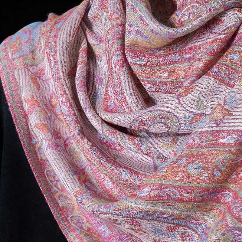 Buddha Stones, primavera, fiori di anacardi, foglie, viticci, motivo geometrico, nappa, sciarpa morbida, scialle - image 19