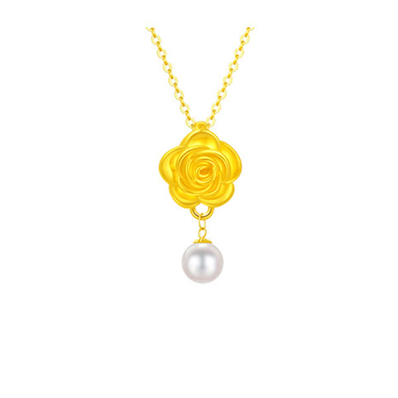 Collana con ciondolo curativo in perle di camelia placcate in oro e argento sterling 999 Buddha Stones - image 8