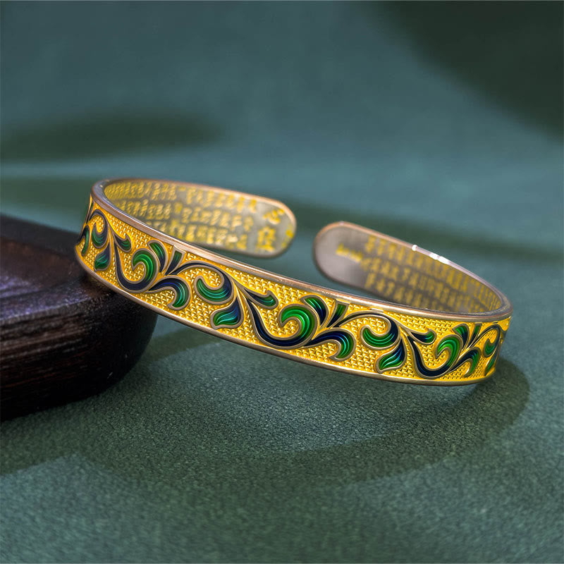 Buddha Stones, petali di vite intrecciati, rami in rame, bracciale regolabile aperto - D'oro - image 1