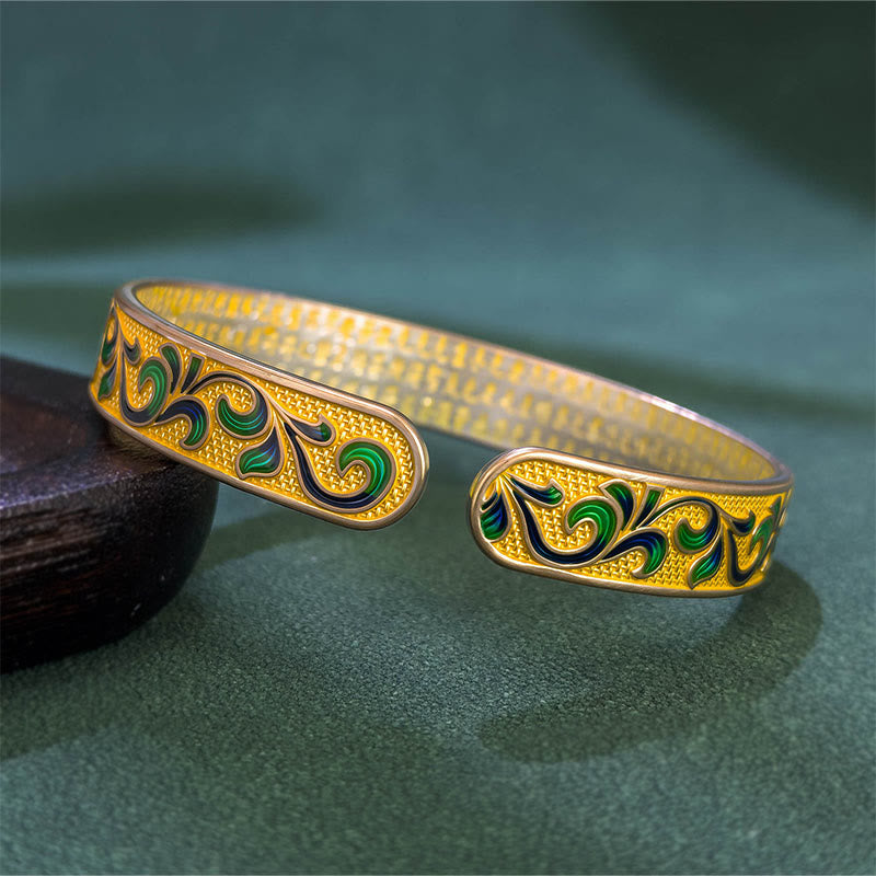 Buddha Stones, petali di vite intrecciati, rami in rame, bracciale regolabile aperto - image 3