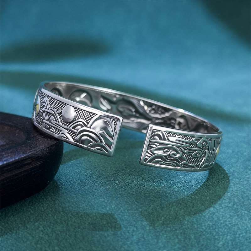 Braccialetto regolabile aperto con protezione in rame a forma di volpe a nove code Buddha Stones - image 3