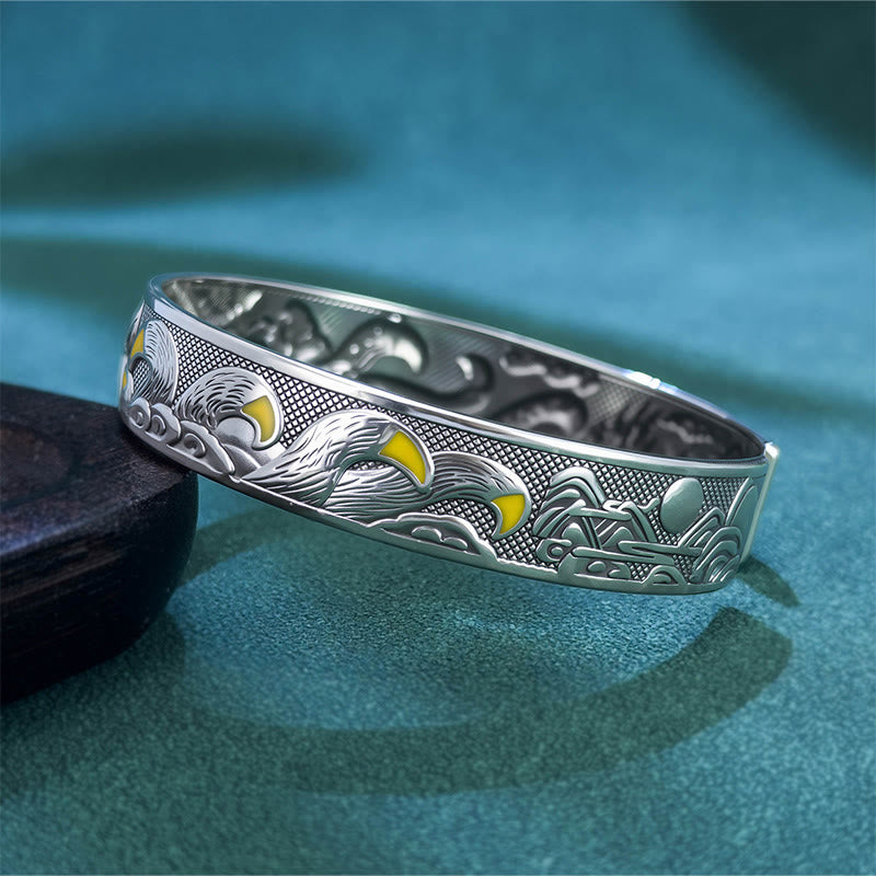 Braccialetto regolabile aperto con protezione in rame a forma di volpe a nove code Buddha Stones - image 1